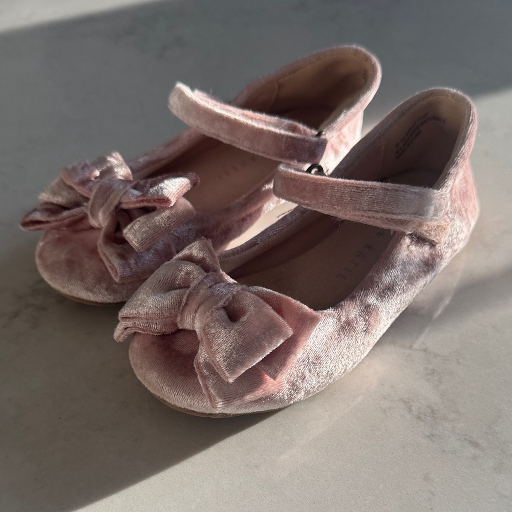 Kelly & Katie Blush Velvet Kids Dress Shoes with Bow toddle 10